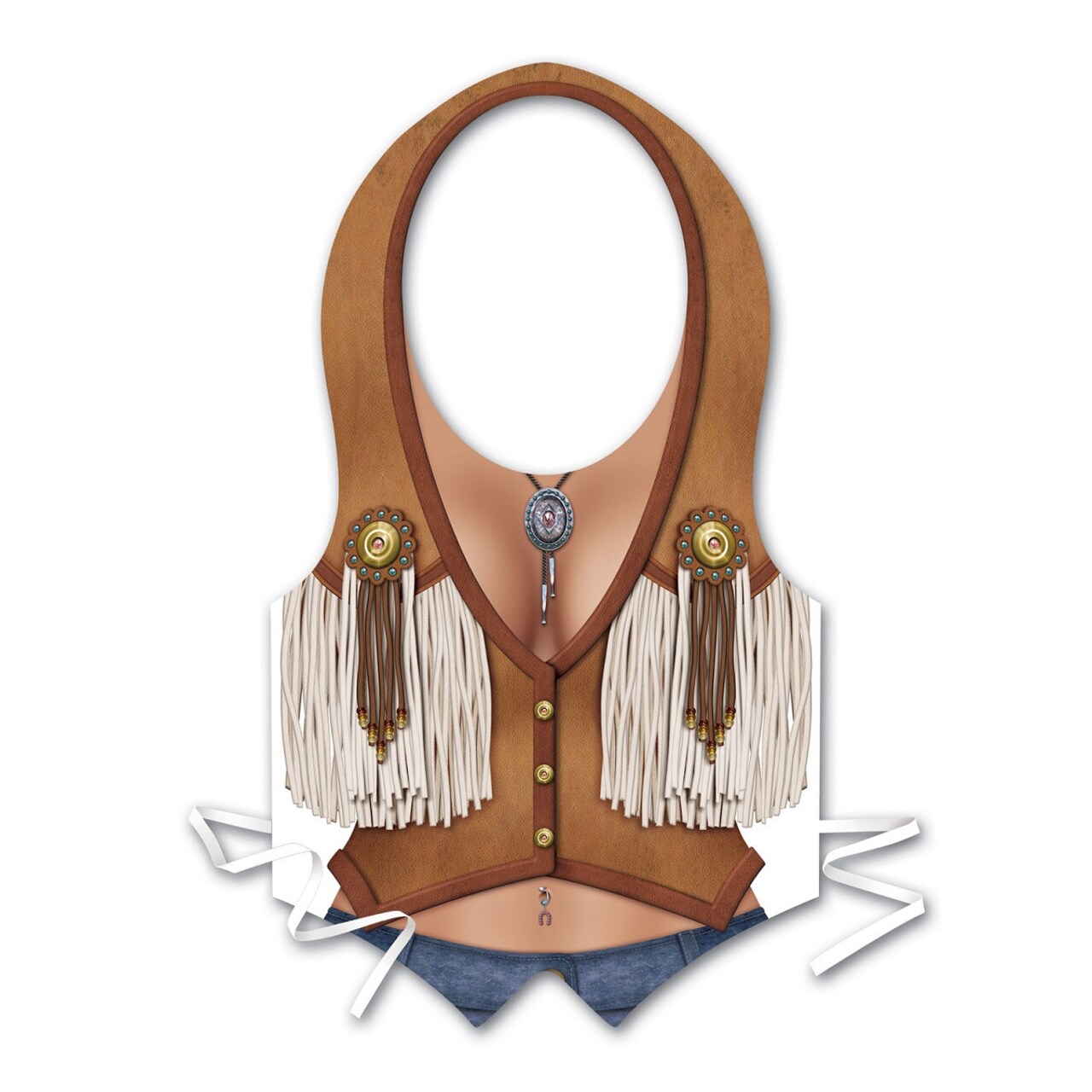Party Central Club Pack of 48 Brown Cowgirl Vest with Fringe Women Adult Halloween Costume Accessories - One Size